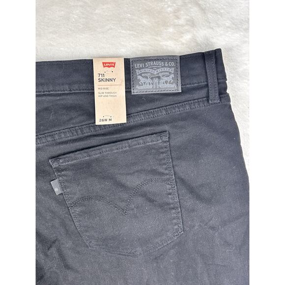 Levis 711 Skinny Jeans Womens Size 26W Black High Rise Sculpt Hypersoft Stretch - Picture 7 of 11